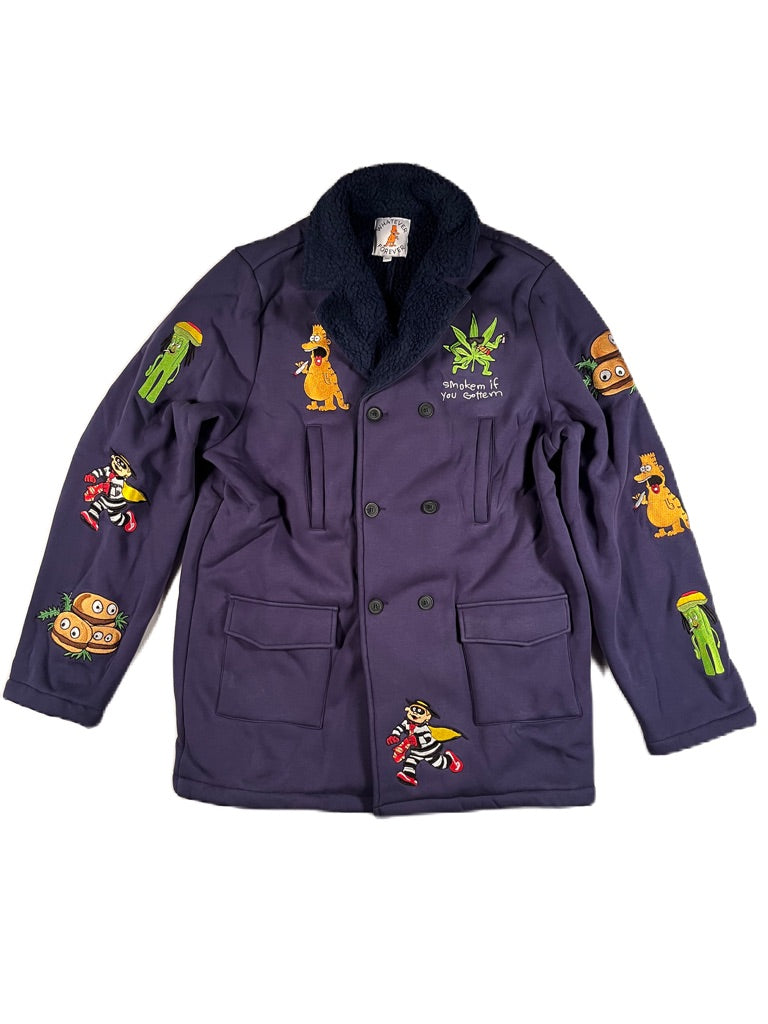 blue Smokem if You Got Em Button Front Knit Pea Coat