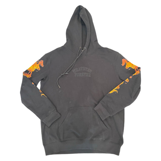 Black on Black whatever forever embroidered hoodie