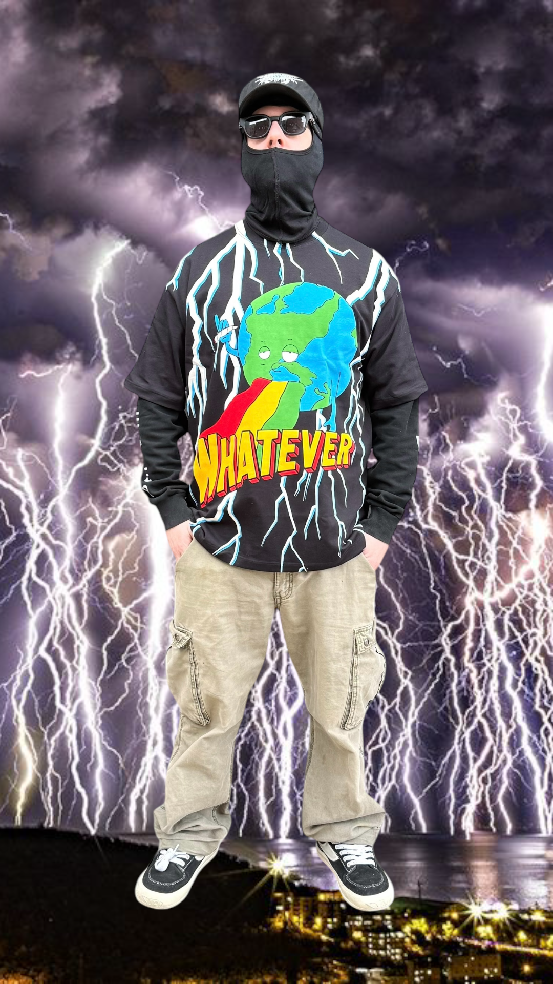 puking earth lightning bolt tee