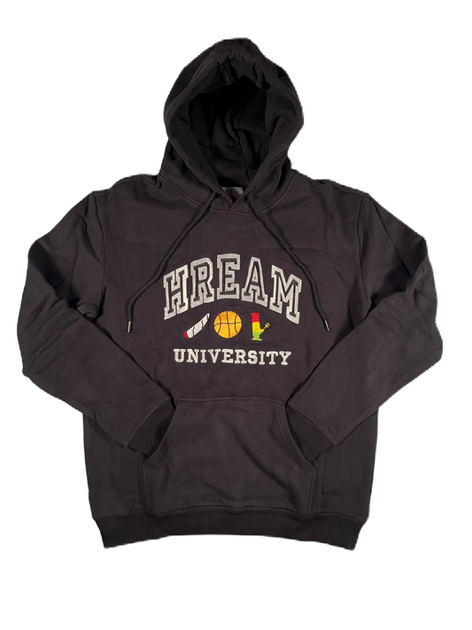 black Embroidered HREAM University Hoodie