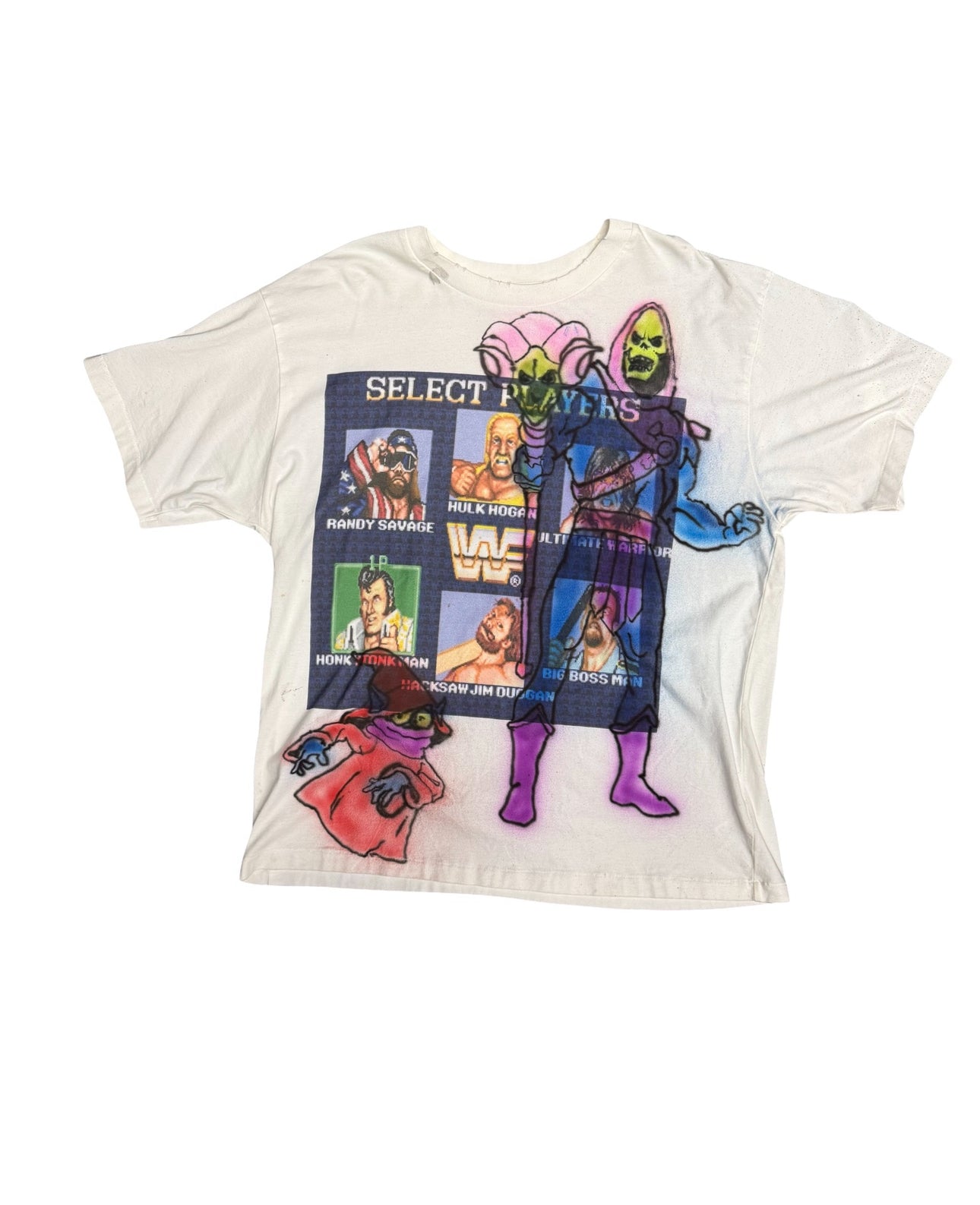 (L) trevy metal vs gz1 wwf skeletor shirt