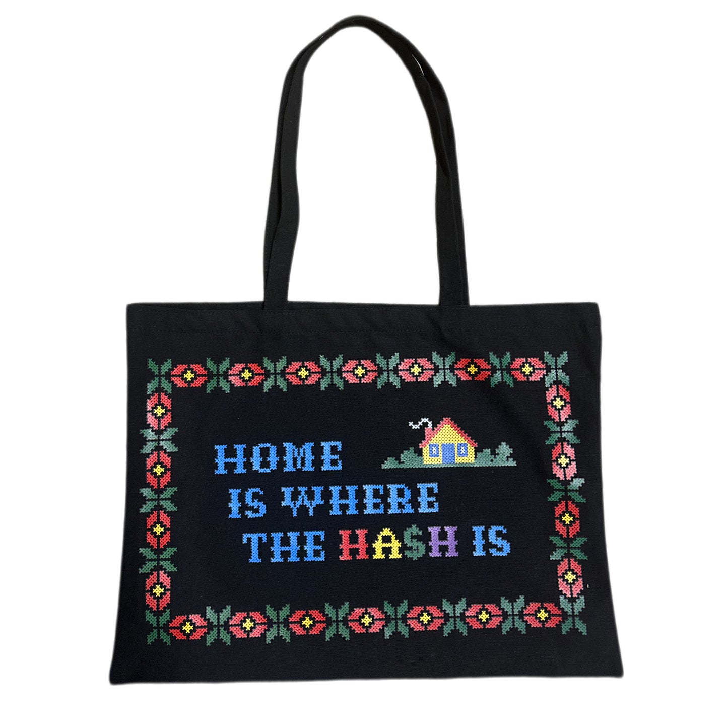 home is where the hash is tote bag